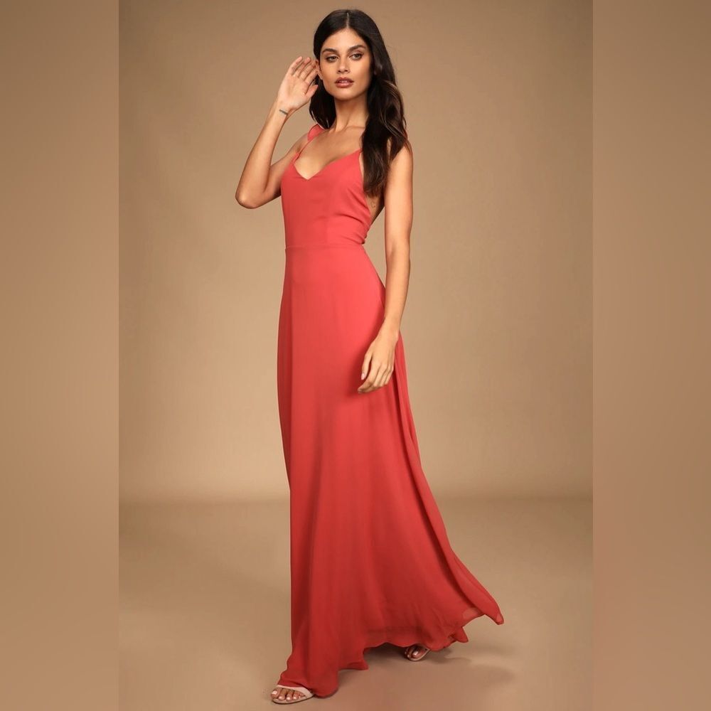 NWT Lulus Meteoric Rise Sleeveless Rusty Rose Maxi Dress